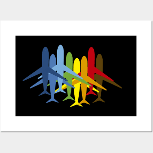 Multiple Plane Silhouette Rainbow Posters and Art